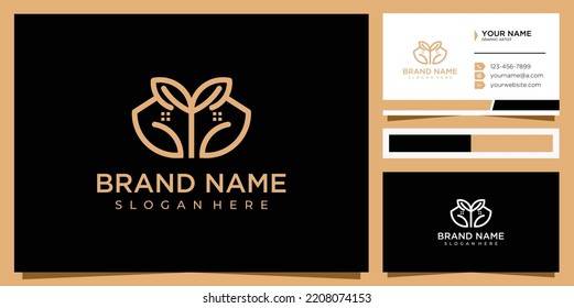 Flower abstract logo design with business card