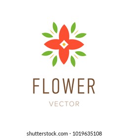 Flower abstract logo design, Template style floral symbol isolated. Beautiful icon or emblem. Modern element for beauty salon spa business, vector illustration.