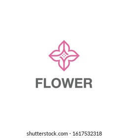 Flower abstract Logo design vector template Linear style.