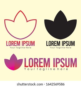 Flower abstract Logo design vector template Style, lotus, tulip, green leaf