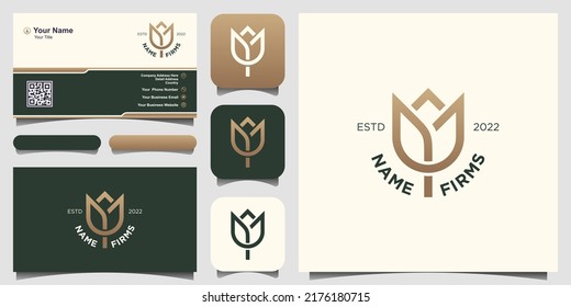 Flower abstract Logo design vector template Linear style.