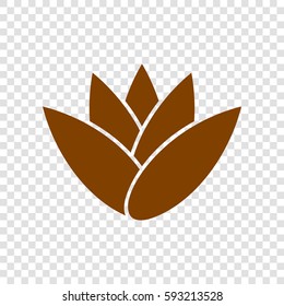 Flower abstract logo sign. Vector. Brown icon on transparent background.