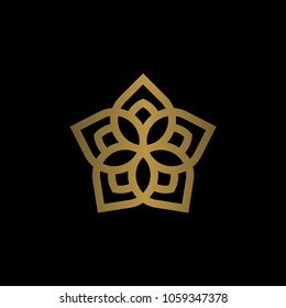 flower abstract logo template, nature emblem design vector illsutration