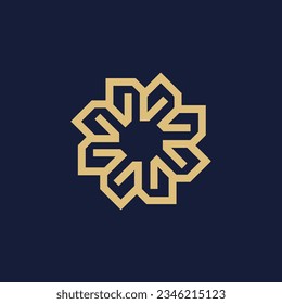 flower abstract logo vector design for company icon. line art style logo