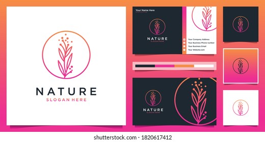 Flower abstract modern gradient logo design and business card. beauty salon, fashion, skincare, cosmetic, yoga and spa products. logo design.