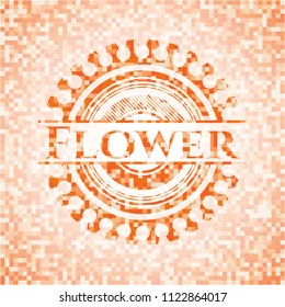 Flower abstract orange mosaic emblem