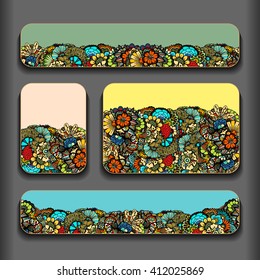 Flower Abstract pattern cards set. vector illustration image