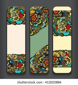 Flower Abstract pattern cards set. vector illustration image