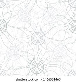 Flower in abstract pattern, linear, twisted, spiral, meadow, seamless vector background.