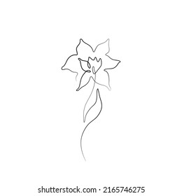 Flower abstract print continuous line drawing, single line on a white background, isolated vector illustration. Line art. Tattoo and logo design for a spa or beauty salon. 