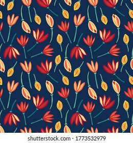 Flower abstract seamless pattern background vector. Floral textile pattern.