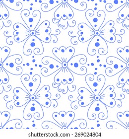 Flower abstract seamless pattern. Abstract vector swirl background.