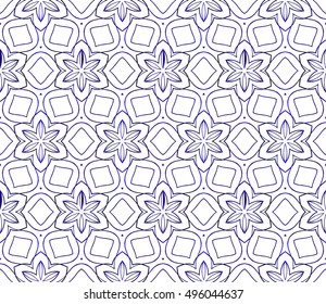 flower abstract seamless pattern. vector. blue gradient