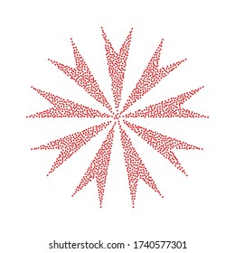 Flower abstract sign. Vector Icon with red and blue circle at white background. Isolated.