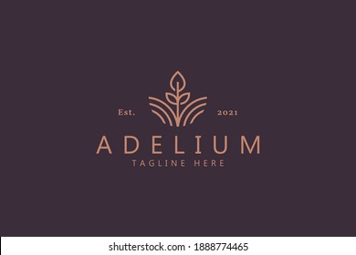 Flower Abstract Symbol Of Beauty. Feminine Premium Logo Brand Identity. Natural, Garden, Spa, Jewelry, Fashion Product and Business Template. 