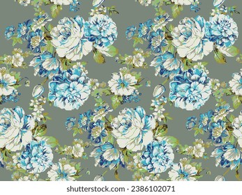 vector abstracto de flores y disposición de motivos emboscados diseño textil completo con impresión digital de imágenes de color suave brillante pabric