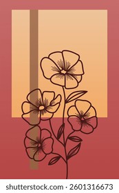 Flower abstract wall art decor illustration. Printable boho abstract wall art poster