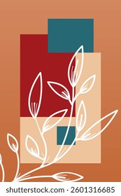 Flower abstract wall art decor illustration. Printable boho abstract wall art poster