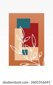 Flower abstract wall art decor illustration. Printable boho abstract wall art poster