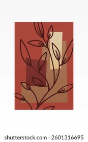 Flower abstract wall art decor illustration. Printable boho abstract wall art poster