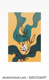 Flower abstract wall art decor illustration. Printable boho abstract wall art poster
