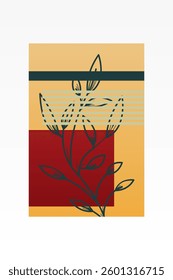 Flower abstract wall art decor illustration. Printable boho abstract wall art poster
