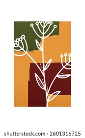 Flower abstract wall art decor illustration. Printable boho abstract wall art poster