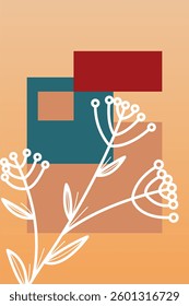 Flower abstract wall art decor illustration. Printable boho abstract wall art poster