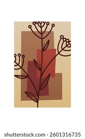 Flower abstract wall art decor illustration. Printable boho abstract wall art poster