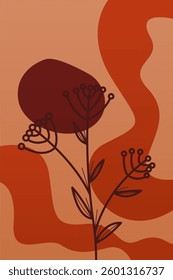 Flower abstract wall art decor illustration. Printable boho abstract wall art poster