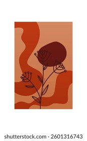 Flower abstract wall art decor illustration. Printable boho abstract wall art poster
