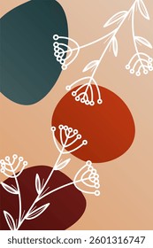 Flower abstract wall art decor illustration. Printable boho abstract wall art poster