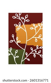 Flower abstract wall art decor illustration. Printable boho abstract wall art poster