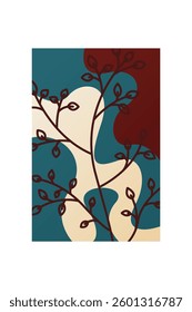 Flower abstract wall art decor illustration. Printable boho abstract wall art poster