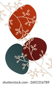 Flower abstract wall art decor illustration. Printable boho abstract wall art poster