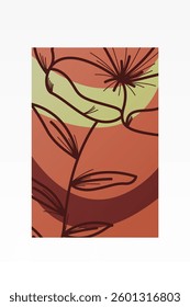 Flower abstract wall art decor illustration. Printable boho abstract wall art poster
