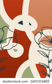 Flower abstract wall art decor illustration. Printable boho abstract wall art poster