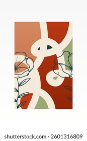 Flower abstract wall art decor illustration. Printable boho abstract wall art poster