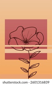 Flower abstract wall art decor illustration. Printable boho abstract wall art poster