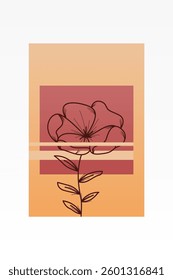 Flower abstract wall art decor illustration. Printable boho abstract wall art poster