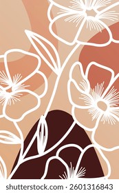 Flower abstract wall art decor illustration. Printable boho abstract wall art poster