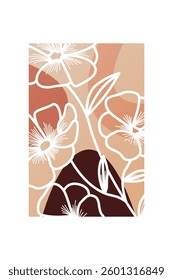 Flower abstract wall art decor illustration. Printable boho abstract wall art poster