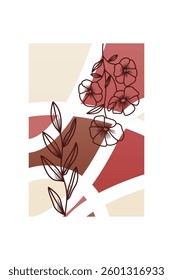 Flower abstract wall art decor illustration. Printable boho abstract wall art poster