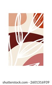 Flower abstract wall art decor illustration. Printable boho abstract wall art poster