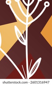 Flower abstract wall art decor illustration. Printable boho abstract wall art poster
