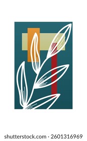 Flower abstract wall art decor illustration. Printable boho abstract wall art poster