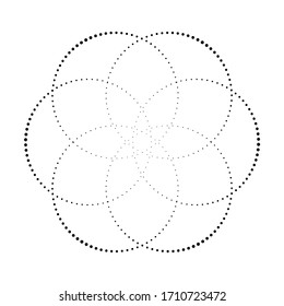 flower abstraction with dotted lines. halftone shape design