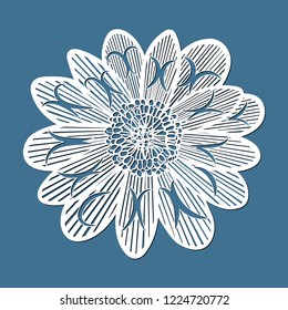 flower adonis, laser cut flower, template for cutting, card design element,  gift on Valentine's Day, love letter,  paper greeting card,  vector illustration
