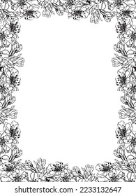 Flower Adult Border Coloring Pages For Kids Vector art. 