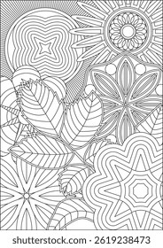 Flower Adult Coloring Page Hand Drawn Vector
